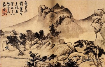シタオ シタオ Painting - 山の麓の下尾村 1699年 古い墨